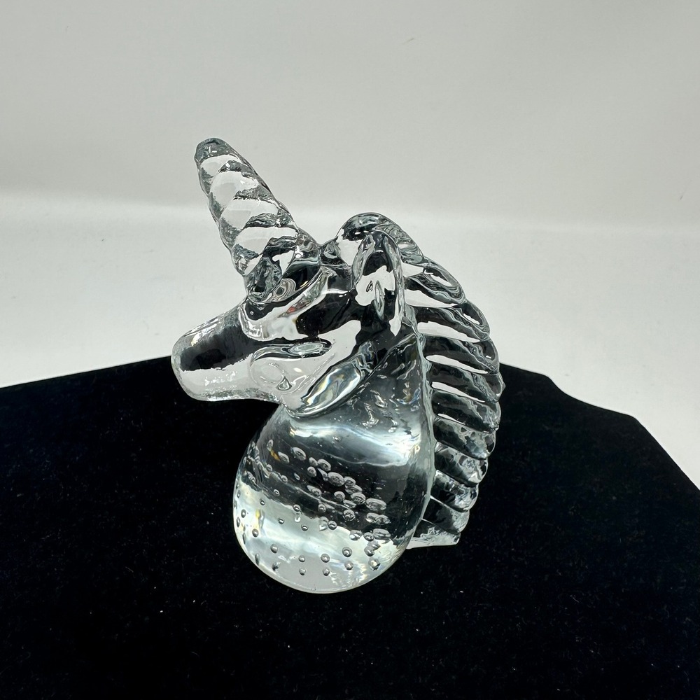 Unbranded Glass Figurine Unisex OS Clear Unicorn Bust Controlled Bubble Art
